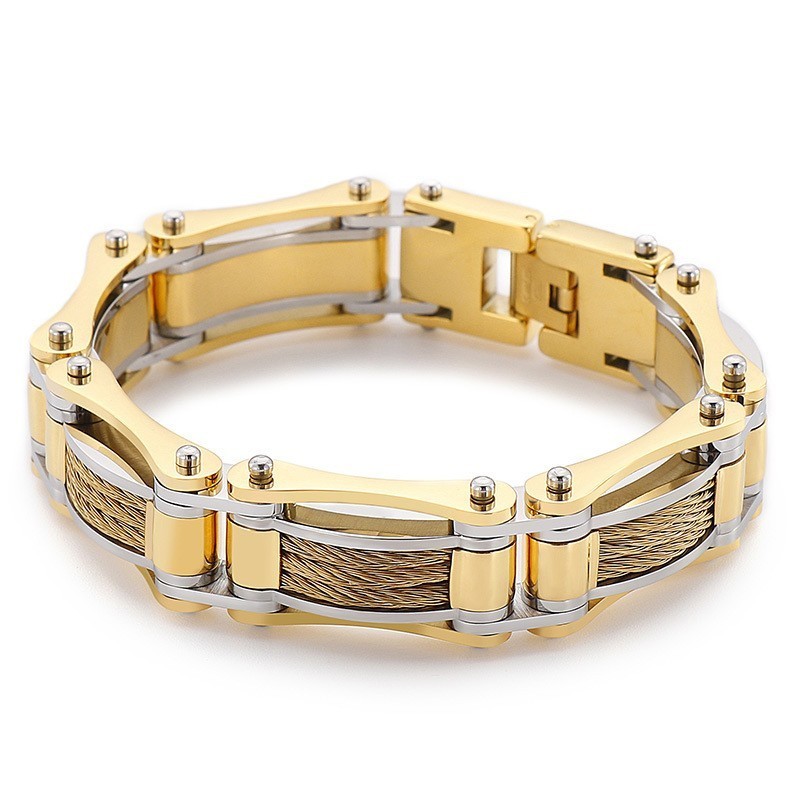 Rock Hip-Hop Twist Chain Titanium Biker Armband Voor Heren Rock Hip-Hop Twist Chain Titanium Biker Armband Voor Heren