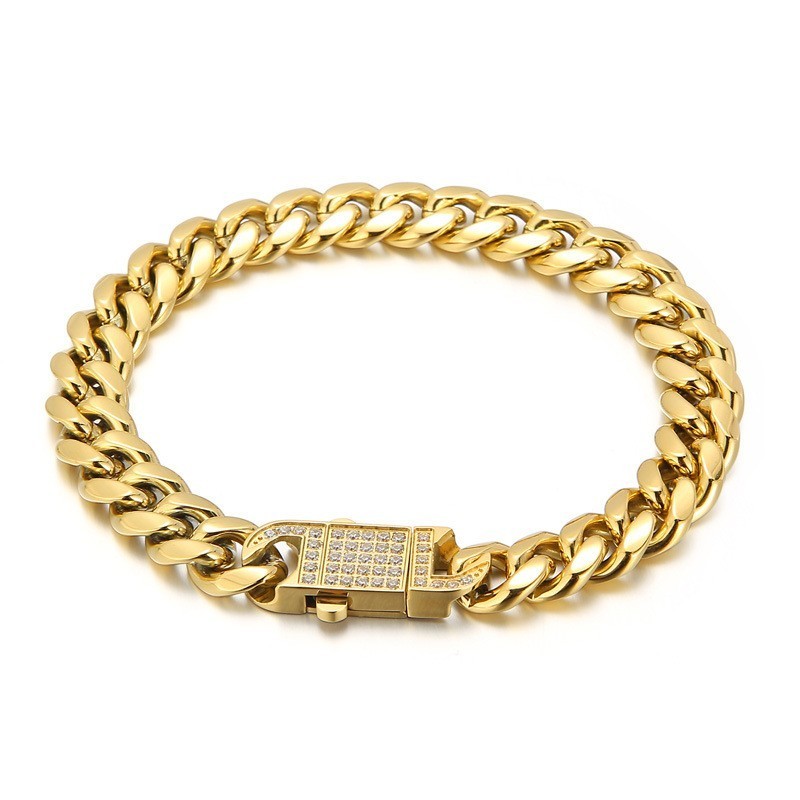 Cubaanse Ketting Met Diamanten Titanium Armband Voor Heren Cubaanse Ketting Met Diamanten Titanium Armband Voor Heren