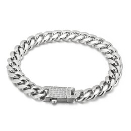 Cubaanse Ketting Met Diamanten Titanium Armband Voor Heren