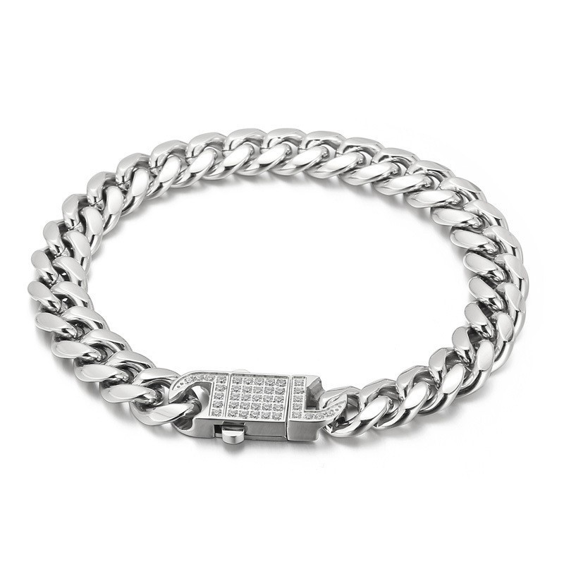 Cubaanse Ketting Met Diamanten Titanium Armband Voor Heren Cubaanse Ketting Met Diamanten Titanium Armband Voor Heren