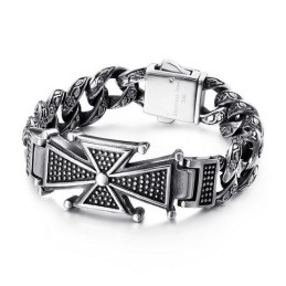 Coole Schedelkruis Met Zirkonia Titanium Armband