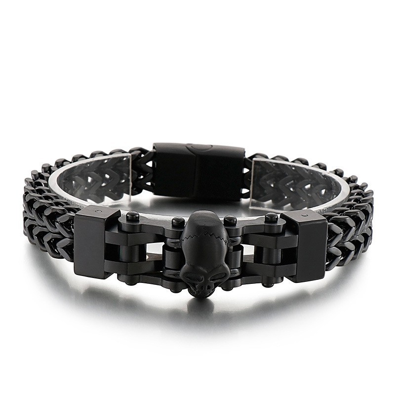 Coole Hip Hop Skull Titanium Armband Voor Heren
