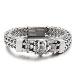 Coole Hip Hop Skull Titanium Armband Voor Heren
