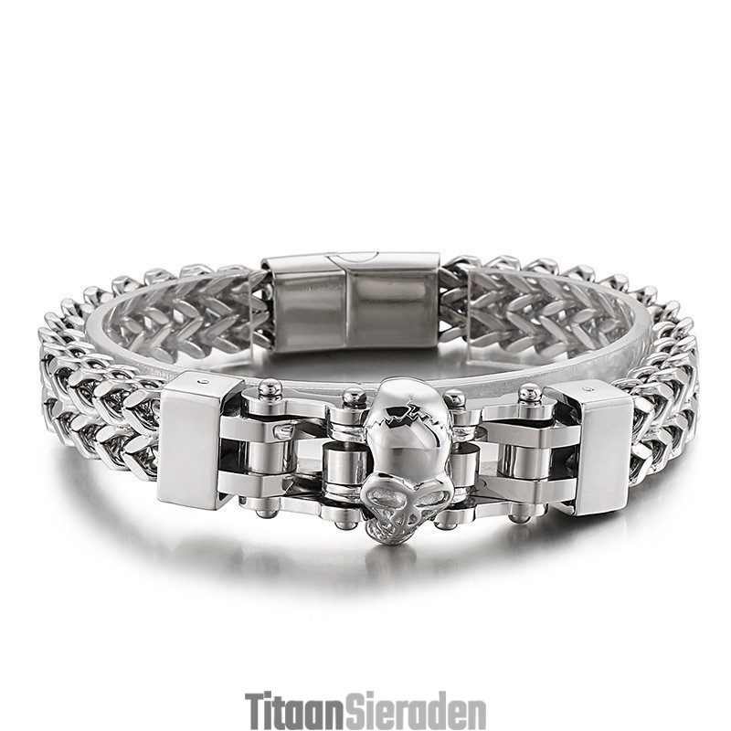 Coole Hip Hop Skull Titanium Armband Voor Heren Coole Hip Hop Skull Titanium Armband Voor Heren