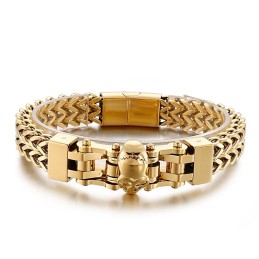 Coole Hip Hop Skull Titanium Armband Voor Heren
