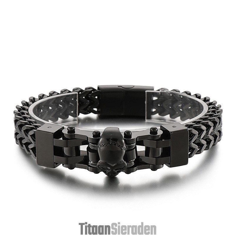 Coole Heren Hiphop Schedel Titanium Armband Coole Heren Hiphop Schedel Titanium Armband
