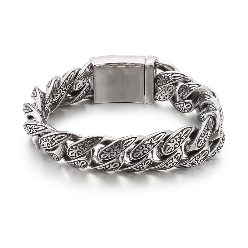 Vintage Nieuwe Sieraden Coole Bloemen Heren Titanium Armband