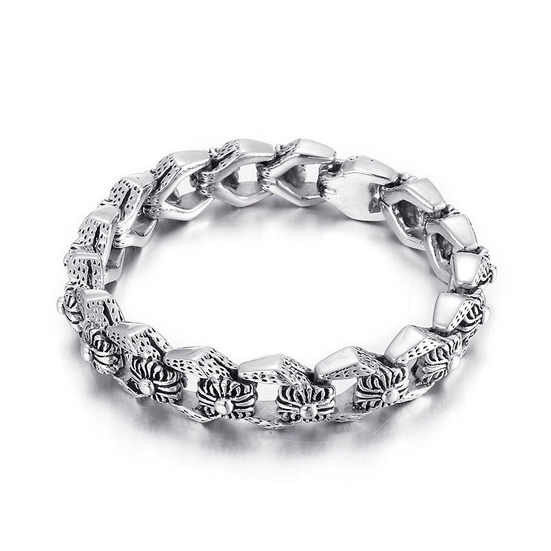 Retro Pop Cool Rock Hip Hop Stijl Bloemen Heren Titanium Armband Retro Pop Cool Rock Hip Hop Stijl Bloemen Heren Titanium Armband