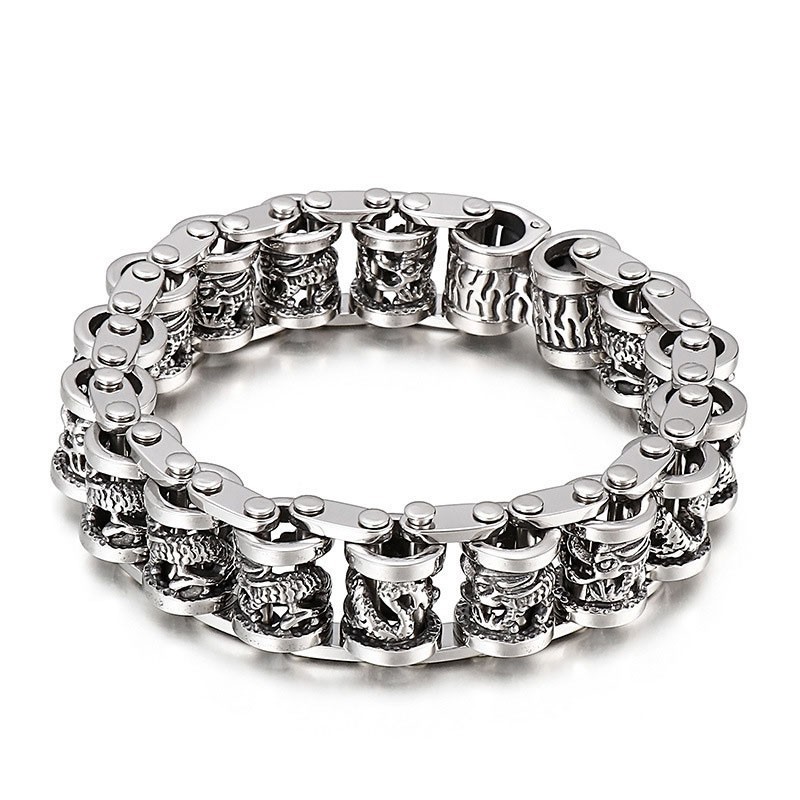 Retro Cool Dragon Bike Chain Heren Titanium Armband Retro Cool Dragon Bike Chain Heren Titanium Armband