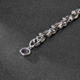 Rock Hip Hop Stijl Titanium Sieraden Coole Dubbele Schedel Heren Titanium Armband