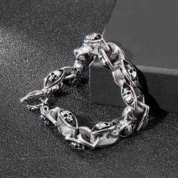 Rock Hip Hop Stijl Titanium Sieraden Coole Dubbele Schedel Heren Titanium Armband