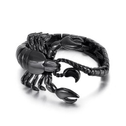 Coole Zwarte Schorpioen Titanium Armband Voor Heren