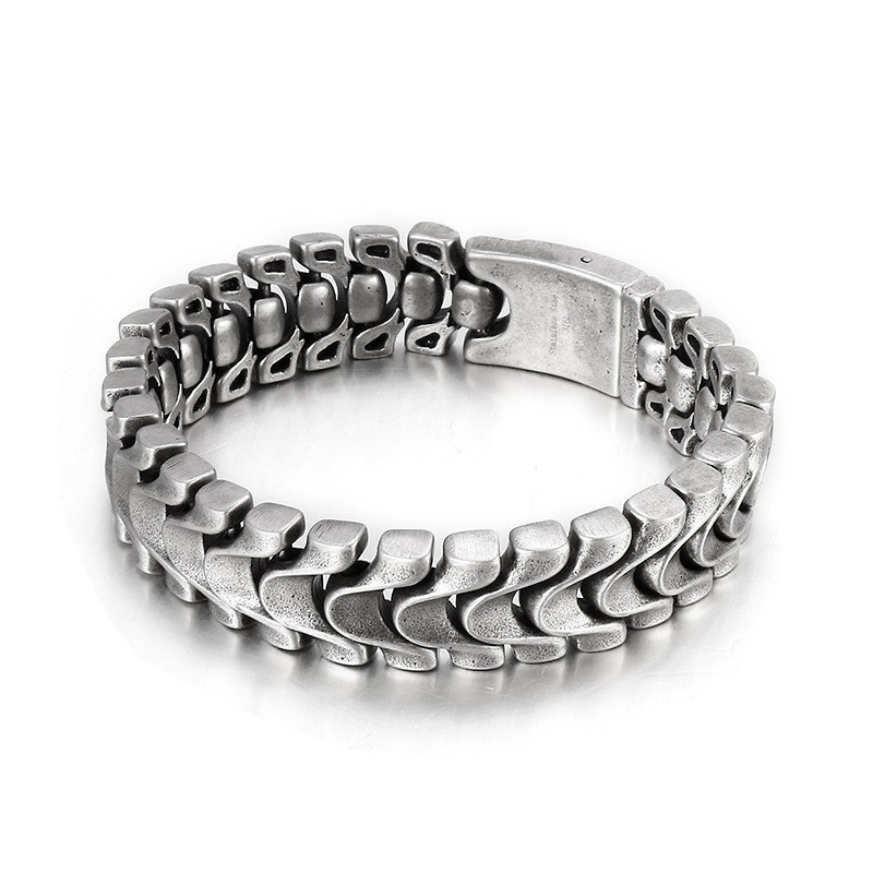 Vintage Stoere Heren Titanium Armband Met Drakenbot Vintage Stoere Heren Titanium Armband Met Drakenbot