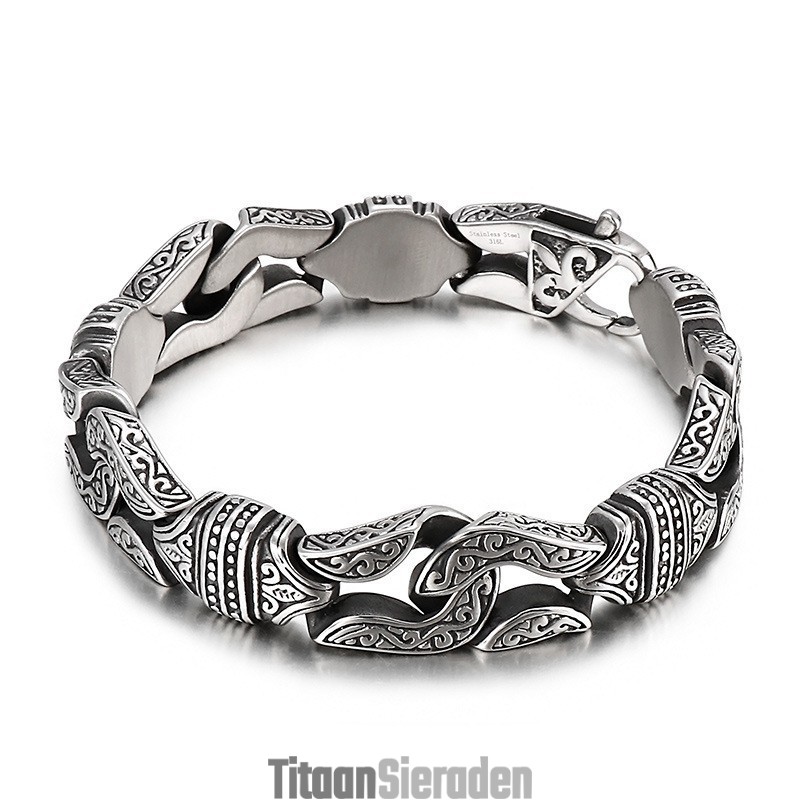 Retro Geometrische Herenarmband Chique Titanium Armband