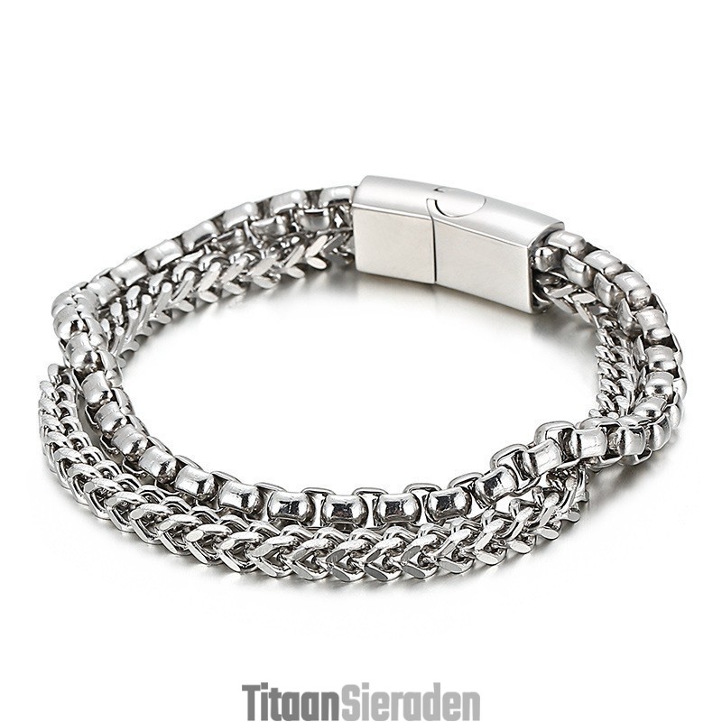 Vierkante Dubbellaagse Heren Titanium Armband
