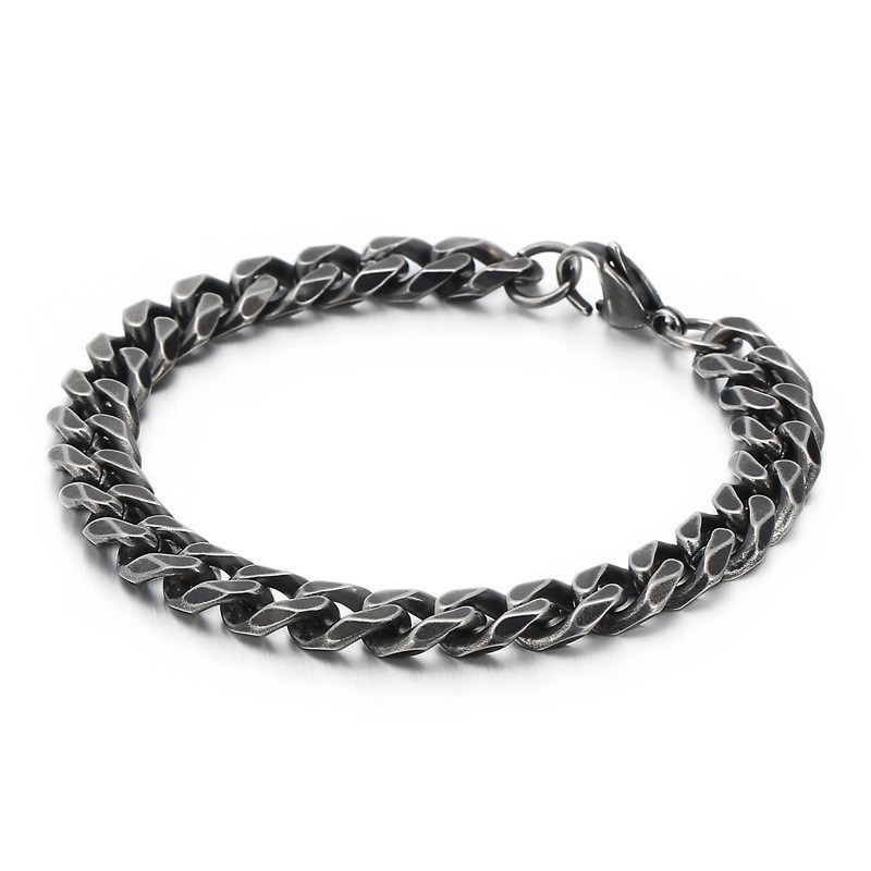 Mode Heren Titanium Vintage Platte Geborstelde Armband