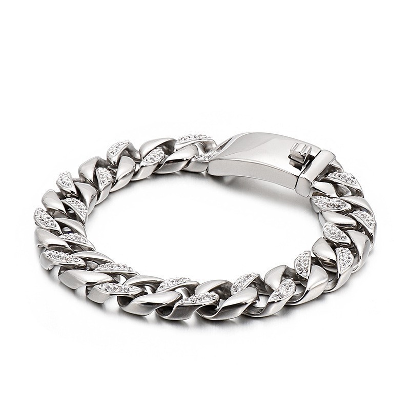 Hip Hop Hip Hop Stijl Sieraden 18K Gouden Heren Titanium Armband Met Diamanten