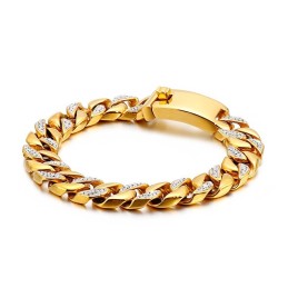 Hip Hop Hip Hop Stijl Sieraden 19K Gouden Heren Titanium Armband Met Diamanten