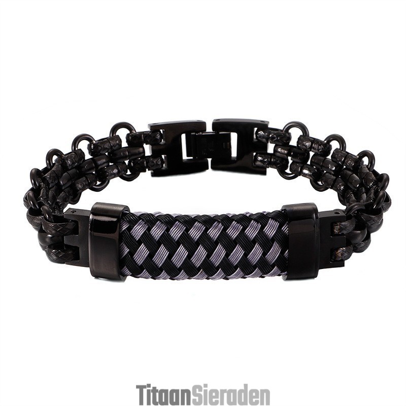 Populaire Vintage Titanium Herenarmband Met Gebogen Teken