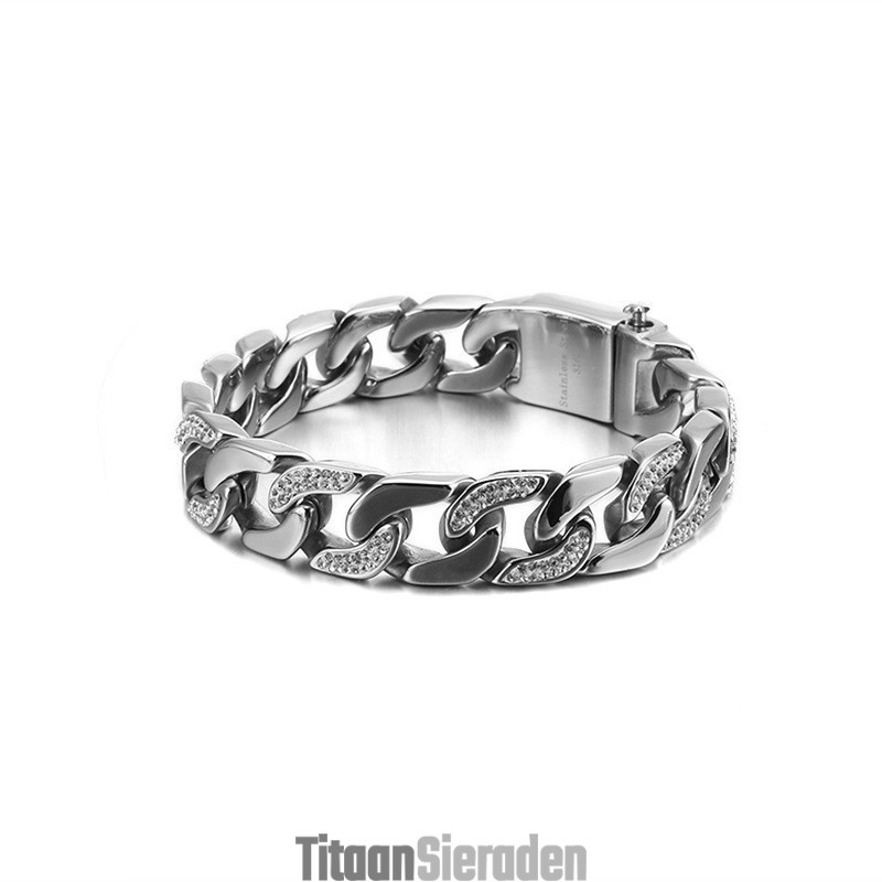 Titanium Herenarmband Met Diamanten En Overdreven Hiphop Titanium Herenarmband Met Diamanten En Overdreven Hiphop