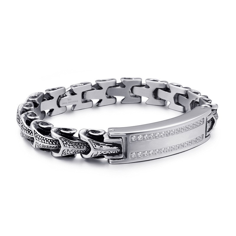Heren Titanium Vintage Kiel Micro-Set Witte Stenen Armband Heren Titanium Vintage Kiel Micro-Set Witte Stenen Armband