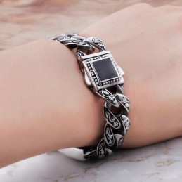Vintage Heren Titanium Armband In Hiphopstijl Met Bloemenpatroon En Diamanten Sluiting