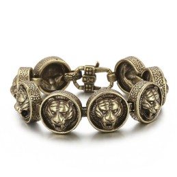 Vintage Ronde Titanium Armband Met Tijgerkop Voor Heren