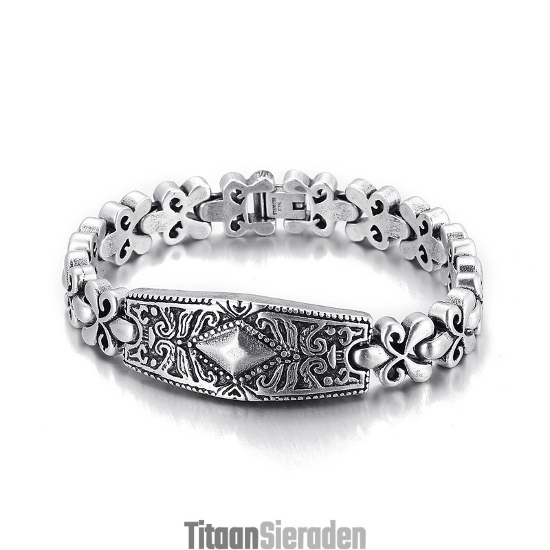 Fashion Flower Bay Brand Diamantvormige Titanium Armband Voor Heren Fashion Flower Bay Brand Diamantvormige Titanium Armband Voor Heren
