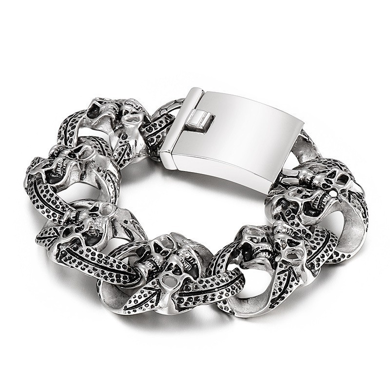 Populaire Coole Schedel Titanium Herenarmband