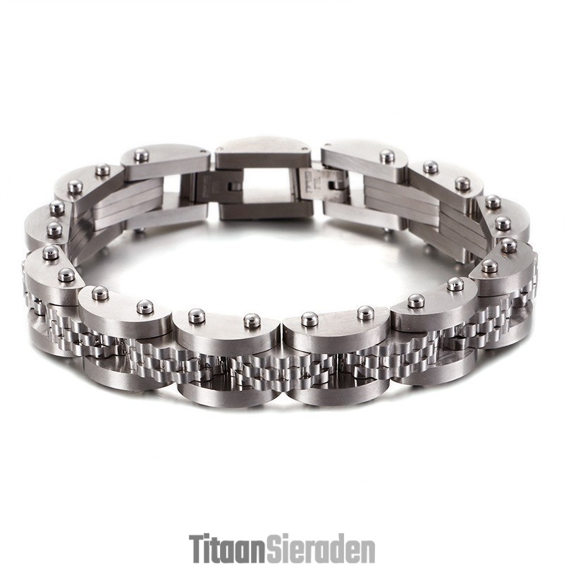Titanium Fietsketting Herenarmband Met Band Titanium Fietsketting Herenarmband Met Band