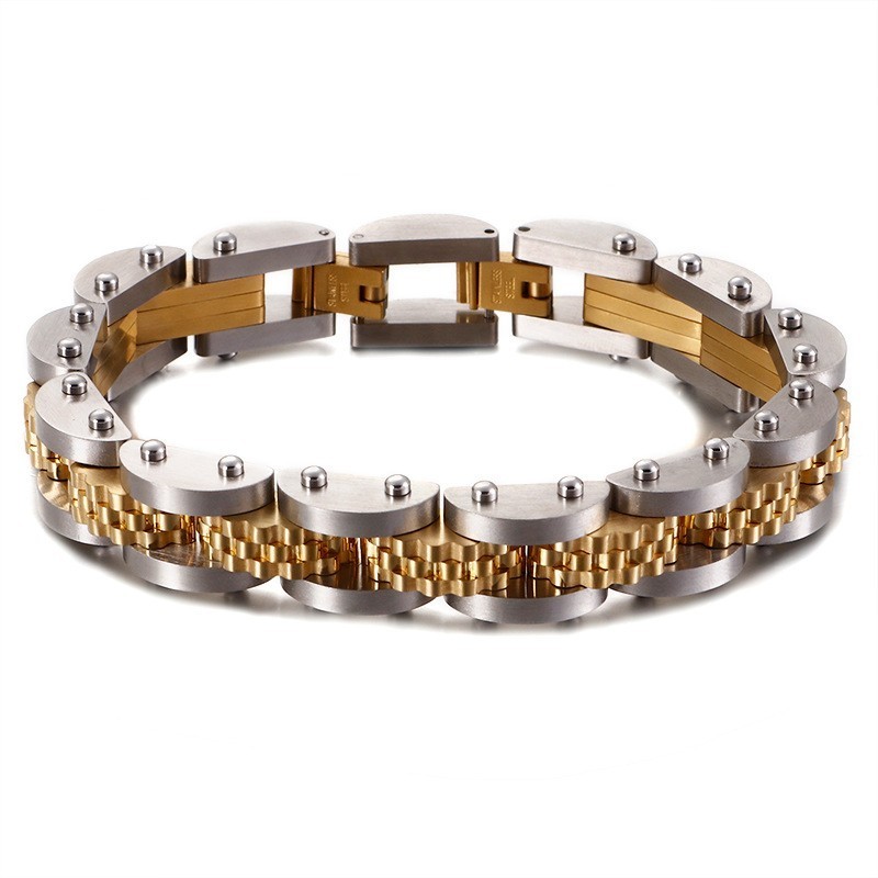 Titanium Fietsketting Herenarmband Met Band Titanium Fietsketting Herenarmband Met Band
