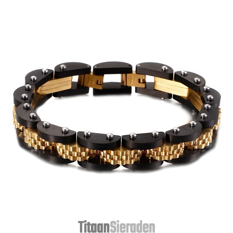 Titanium Fietsketting Herenarmband Met Band Titanium Fietsketting Herenarmband Met Band