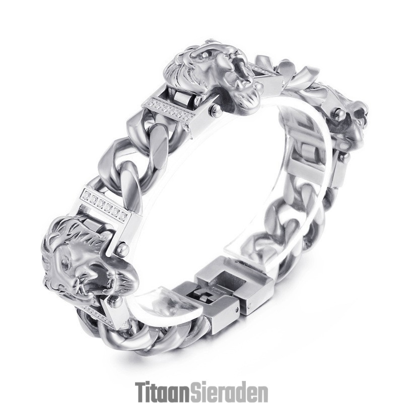 Leeuwenkop Armband Armband Armband Hiphop Streetdance Mannen Titanium Sieraden