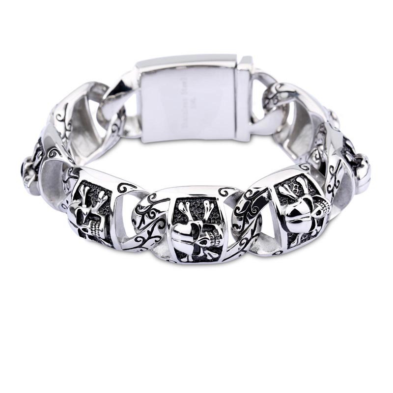 Armbanden In Hiphop-Chique Stijl, Titanium Armbanden Voor Heren, Sieraden Met Een Dikke Schedel