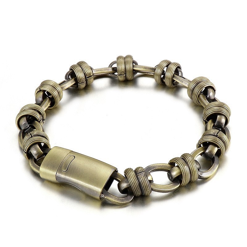 Vintage Bronzen Ovale Titanium Herenarmband Vintage Bronzen Ovale Titanium Herenarmband