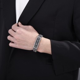 Modepatroon Gebogen Merk Titanium Herenarmband