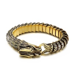 Coole Hip-Hop Street Plating Gold Dragon Titanium Armband Voor Heren