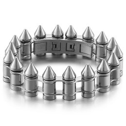 Mode Bullet Head Titanium Biker Armband Voor Heren