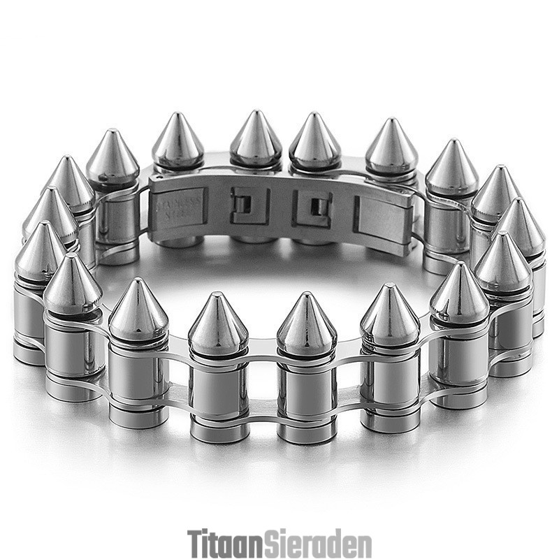 Mode Bullet Head Titanium Biker Armband Voor Heren Mode Bullet Head Titanium Biker Armband Voor Heren