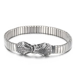 Coole Dubbele Slangenkop Chique Stijl Titanium Armband Voor Mannen