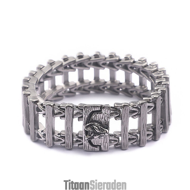 Chique Stijl Drakenkop Titanium Armband Voor Heren