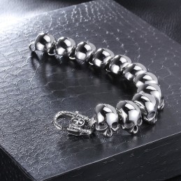 Modieuze Gepolijste Titanium Herenarmband Met Schedel En Gekruiste Beenderen