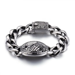 Mode Kruis Met Zirkonia Gebogen Titanium Armband Voor Heren