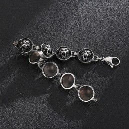Coole Hiphop-Stijl Ronde Titanium Armband Met Tijgerkop Voor Heren