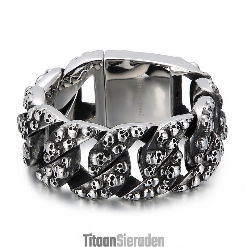 Overdreven Chique Schedel Titanium Armband Voor Heren Overdreven Chique Schedel Titanium Armband Voor Heren