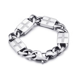 Mode Rock Hip-Hop Stijl Kruis Met Diamanten Titanium Armbanden