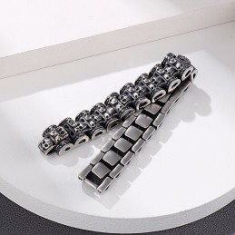 Overdreven Schedel Biker Titanium Armband Voor Heren