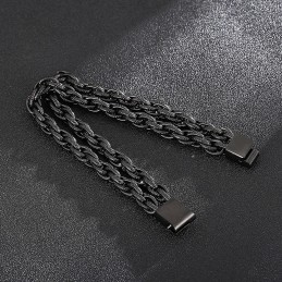 Mode Zwarte Vergulde Dubbele Titanium Herenarmband