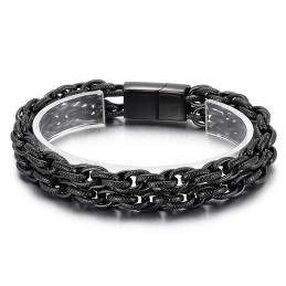 Mode Zwarte Vergulde Dubbele Titanium Herenarmband