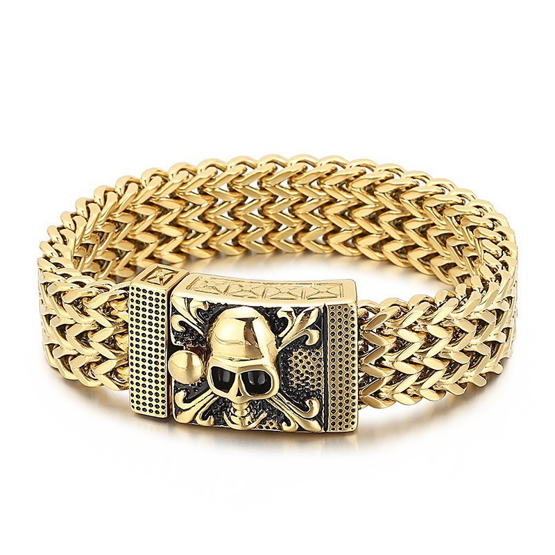 Hiphop Schedel Titanium Armband Voor Heren Hiphop Schedel Titanium Armband Voor Heren